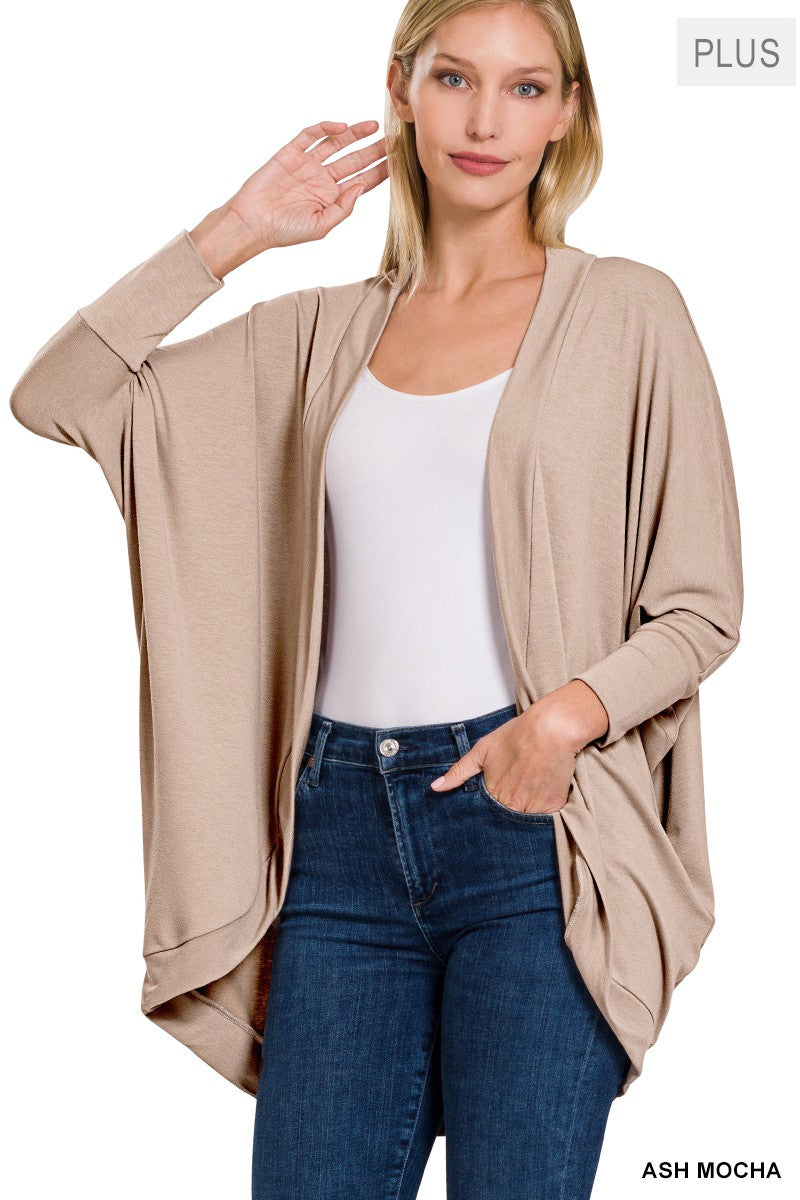 PLUS 3/4 SLEEVE COCOON WRAP CARDIGAN