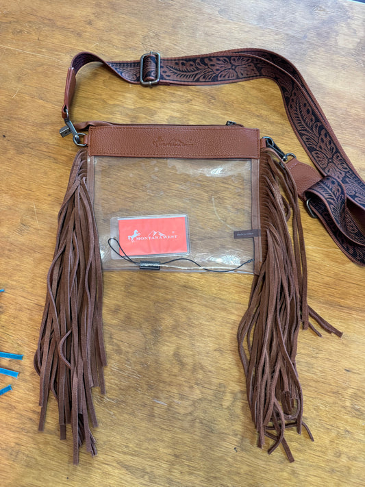 Brown Fringe Clear Bag