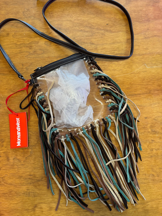 Multi Colored Fringed Clear Bag