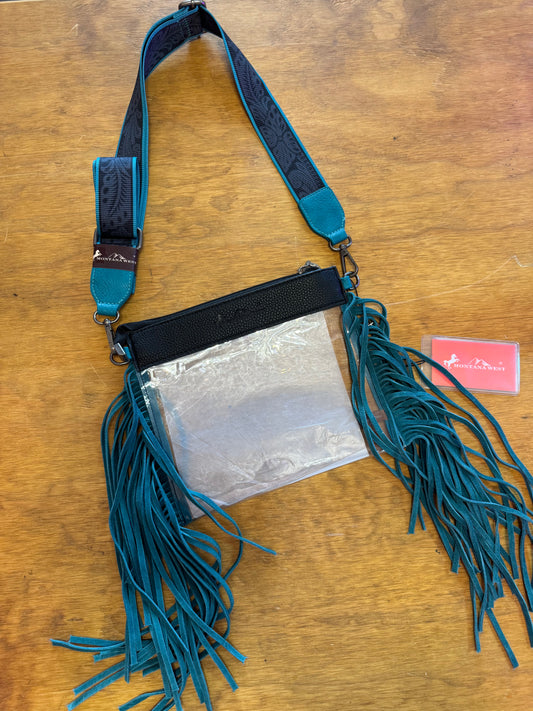 Black and Turquoise Clear Bag